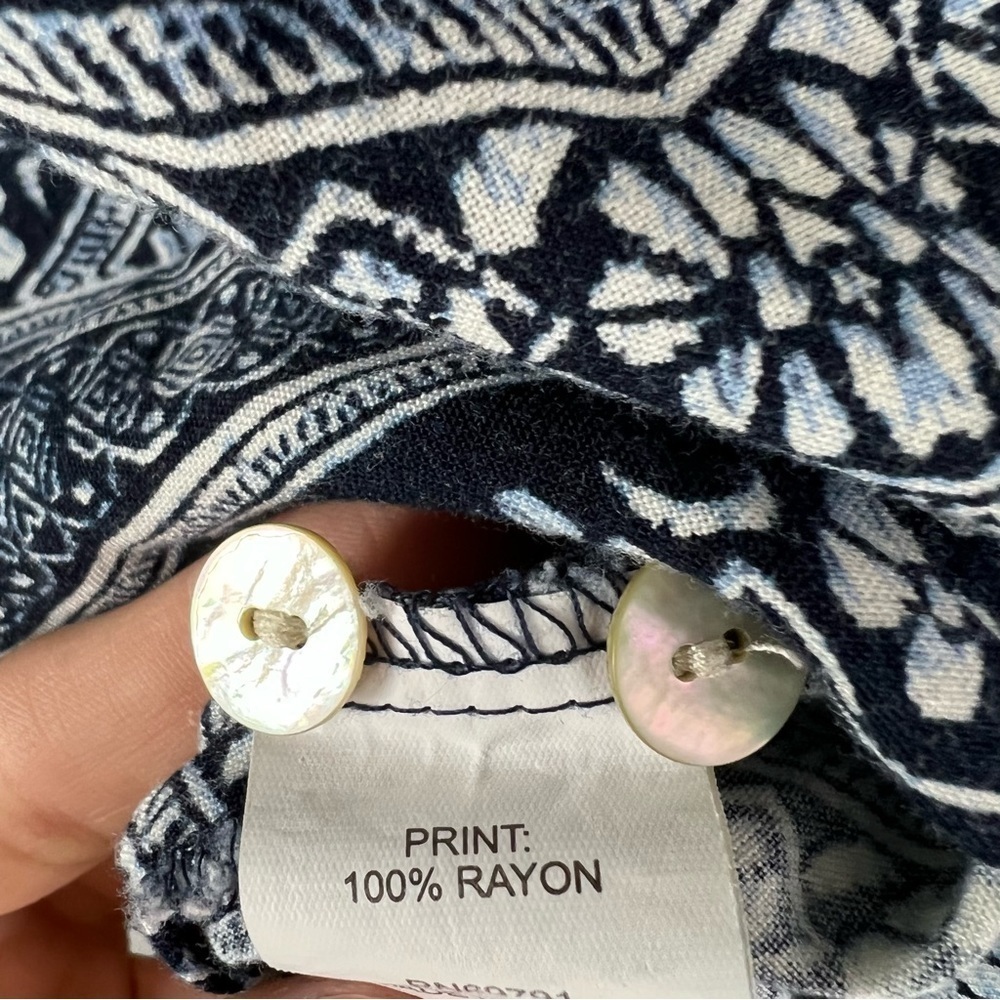 Anthropologie Fig & Flower Bohemian Rayon Balloon Sleeve Tunic Blouse L - Picture 12 of 13